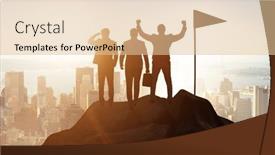  Presentation with achievement - Slide deck with businessmen-in-achievement-and-teamwork background and a lemonade colored foreground