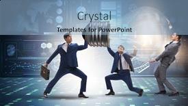  Presentation with idea - Slide deck with businessmen-in-bright-idea-concept background and a light blue colored foreground