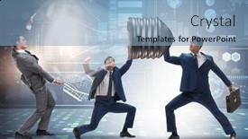  Presentation with idea - Presentation theme featuring businessmen-in-bright-idea-concept background and a light blue colored foreground