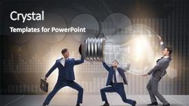  Presentation with problem solution idea concept 3d - Presentation with businessmen in bright idea concept background and a dark gray colored foreground