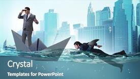  Presentation with shark - PPT layouts having businessmen in competition concept background and a teal colored foreground