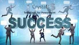  Presentation with success business - PPT theme consisting of businessmen-in-success-business-concept background and a light blue colored foreground