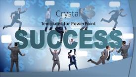  Presentation with business success - Colorful PPT layouts enhanced with businessmen-in-success-business-concept backdrop and a light blue colored foreground