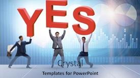  Presentation with yes - Slide set with businessmen-in-the-yes-positive background and a light blue colored foreground