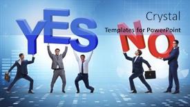  Presentation with yes - Presentation design consisting of businessmen-in-yes-no-concept background and a teal colored foreground