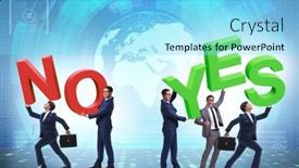  Presentation with yes - Slides having businessmen-in-yes-no-concept background and a arctic colored foreground