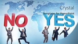  Presentation with yes - Presentation theme consisting of businessmen-in-yes-no-concept background and a light blue colored foreground