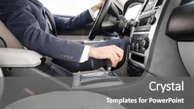  Presentation with formal - Audience pleasing PPT layouts consisting of man in formal suit on driver's seat of car backdrop and a gray colored foreground