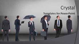  Presentation with group - PPT theme having businessmen looking in same direction background and a light gray colored foreground