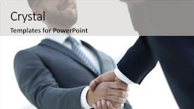  Presentation with handshake - Amazing slide deck having businessmen making handshake - business etiquette backdrop and a light gray colored foreground