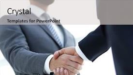  Presentation with handshake - Slide deck consisting of businessmen making handshake - business etiquette background and a light gray colored foreground