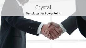  Presentation with handshake - Colorful presentation theme enhanced with businessmen making handshake - business etiquette congratulatio backdrop and a white colored foreground