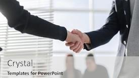  Presentation with handshake - Presentation theme with businessmen-making-handshake background and a light gray colored foreground