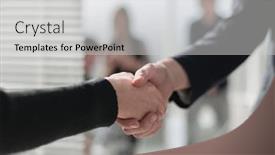  Presentation with handshake - Colorful PPT theme enhanced with businessmen-making-handshake backdrop and a light gray colored foreground