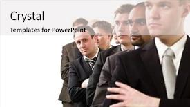  Presentation with waiting line - Colorful slides enhanced with businessmen on a line isolated backdrop and a light gray colored foreground