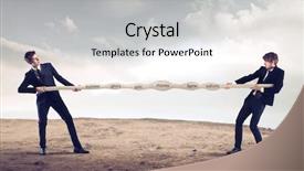  Presentation with war - PPT theme with businessmen playing tog of war background and a light gray colored foreground