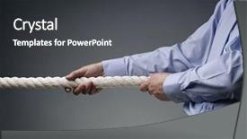  Presentation with dispute - PPT theme with businessmen pulling tug of war background and a dark gray colored foreground