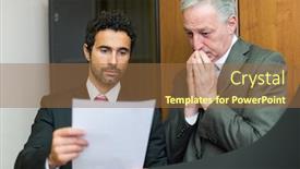  Presentation with antique document - Presentation consisting of businessmen-reading-a-document background and a tawny brown colored foreground