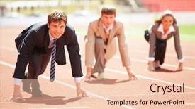 Presentation with athlete track or running track - Slide deck consisting of businessmen running on track racing background and a lemonade colored foreground