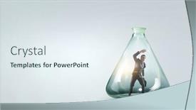  Presentation with bottle - Slide deck featuring businessmen-scared-inside-glass-bottle background and a sky blue colored foreground