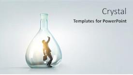  Presentation with bottle - Theme having businessmen-scared-inside-glass-bottle background and a sky blue colored foreground