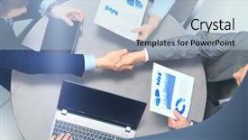  Presentation with top view of soybean - Amazing theme having businessmen shaking hands top view backdrop and a light blue colored foreground