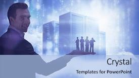  Presentation with servers - Amazing slides having businessmen standing arms crossed held backdrop and a light blue colored foreground