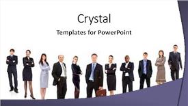  Presentation with team - Slides consisting of businessmen standing over a white background and a white colored foreground