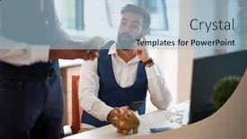  Presentation with coworkers - Audience pleasing PPT theme consisting of businessmen-talking-about-money-coworkers backdrop and a light blue colored foreground