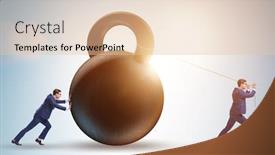  Presentation with task - Slide deck featuring businessmen trying to deal with difficult task background and a lemonade colored foreground