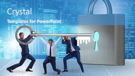  Presentation with new opportunity - Slide set with win win solution partnership strategy - businessmen unlocking new opportunity background and a teal colored foreground