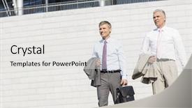  Presentation with middle ages - Amazing PPT theme having businessmen with briefcases against wall backdrop and a  colored foreground