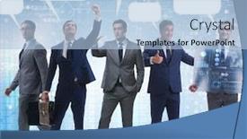  Presentation with bubble - Amazing PPT layouts having businessmen-with-callout-bubble-blank backdrop and a light blue colored foreground