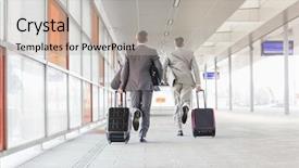  Presentation with railroad - PPT layouts consisting of businessmen with luggage running background and a mint green colored foreground