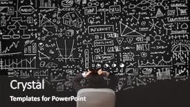  Presentation with office chair - Theme consisting of businessmind - young businessman sitting in office background and a dark gray colored foreground