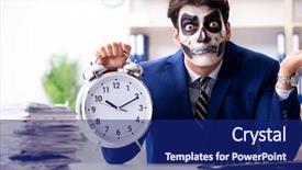  Presentation with happy sad mask face - Slide set with businessmsn with scary face mask background and a navy blue colored foreground