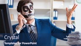  Presentation with scary - Amazing slide set having auditor - businessmsn with scary face mask backdrop and a ocean colored foreground