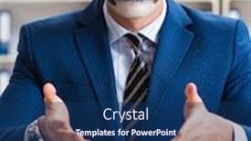  Presentation with face mask - Slide deck with businessmsn-with-scary-face-mask background and a ocean colored foreground