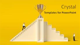  Presentation with success - Theme having businesspeople-and-ladder-to-success background and a gold colored foreground