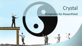  Presentation with yin yang - Presentation featuring businesspeople and yin yang background and a cool aqua colored foreground
