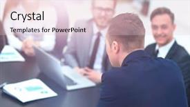  Presentation with conference - Amazing PPT layouts having businesspeople at business meeting seminar backdrop and a lemonade colored foreground