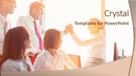  Presentation with success - Amazing slide set having businesspeople celebrating success in office backdrop and a  colored foreground