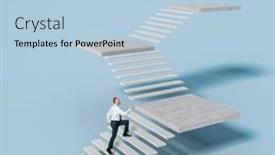  Presentation with stairs - Cool new PPT theme with businesspeople-climb-the-stairs-leading backdrop and a light blue colored foreground