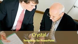  Presentation with discussion - Colorful slides enhanced with businesspeople discussion a business proposal backdrop and a tawny brown colored foreground