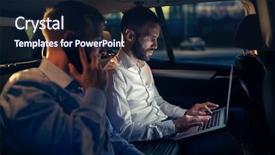  Presentation with special meeting notice - Amazing slide set having businesspeople going on late meeting backdrop and a wine colored foreground