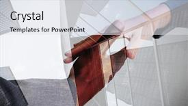  Presentation with skyscraper - Amazing PPT layouts having businesspeople going to shake hands against skyscraper backdrop and a sky blue colored foreground