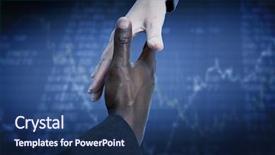  Presentation with shares - Amazing presentation theme having businesspeople going to shake hands against stocks and shares backdrop and a ocean colored foreground