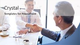  Presentation with discussion room - Slide set featuring businesspeople having a discussion in conference room in office background and a white colored foreground