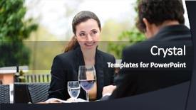  Presentation with fine dining - Presentation featuring businesspeople having business lunch outside background and a wine colored foreground