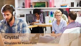  Presentation with economics informal sector - PPT layouts featuring businesspeople having informal meeting background and a coral colored foreground